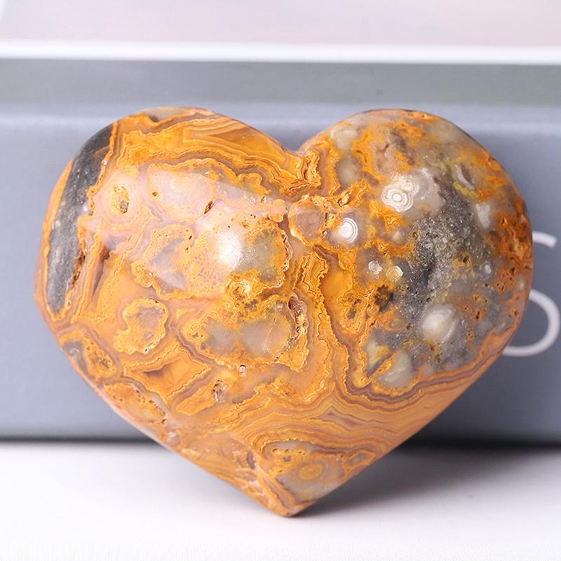 2.0-2.5" Crazy Agate Heart Shape Crystal Carving Wholesale Crystals