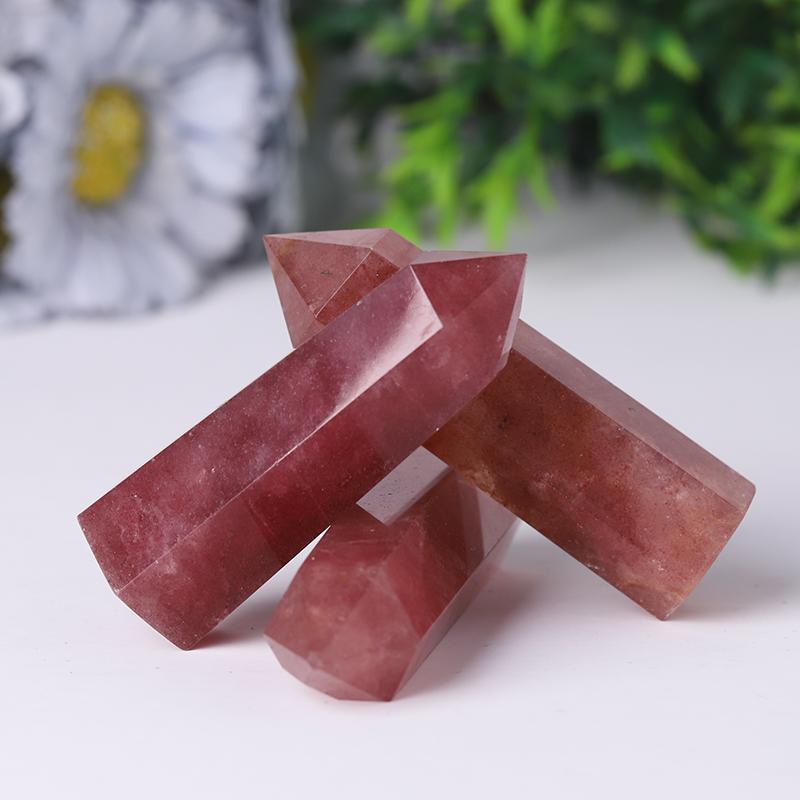 Wholesale Natural Crystal Tower Wand Strawberry Quartz Point for Decoration Wholesale Crystals