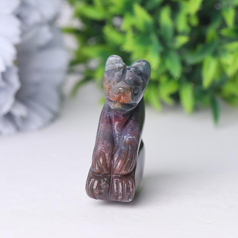 2" Moss Agate Bear Crystal Carving Wholesale Crystals