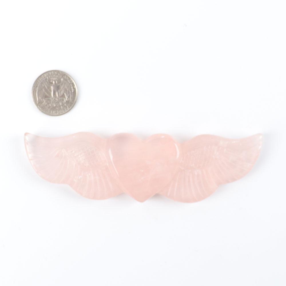 Rose Quartz Carved Heart with Wings Wholesale Crystals