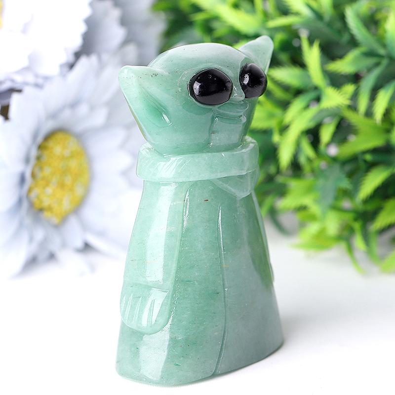 3" Green Aventurine Baby Yoda Master Crystal Carvings Wholesale Crystals