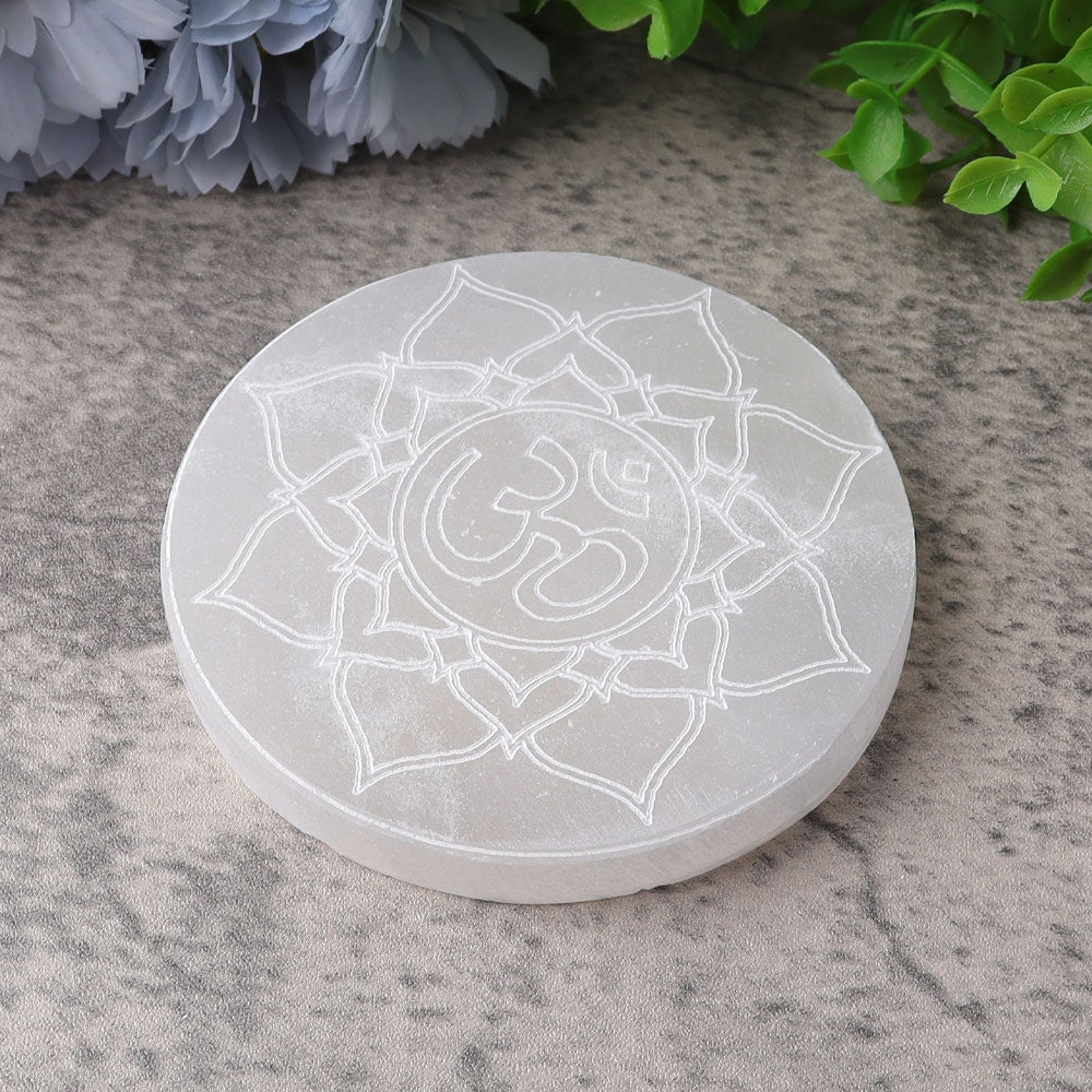 4" Selenite Coaster with Printing Wholesale Crystals