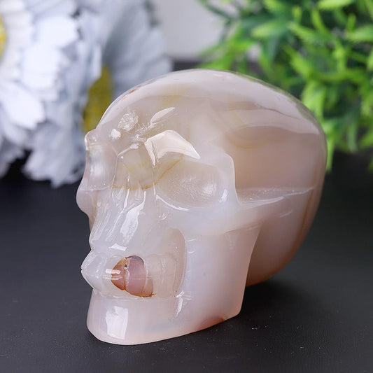 Flower Agate Crystal Skull Carvings Wholesale Crystals