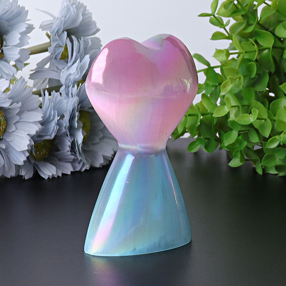 4.2" Selenite Aura Angel Crystal Heart Tower Wholesale Crystals