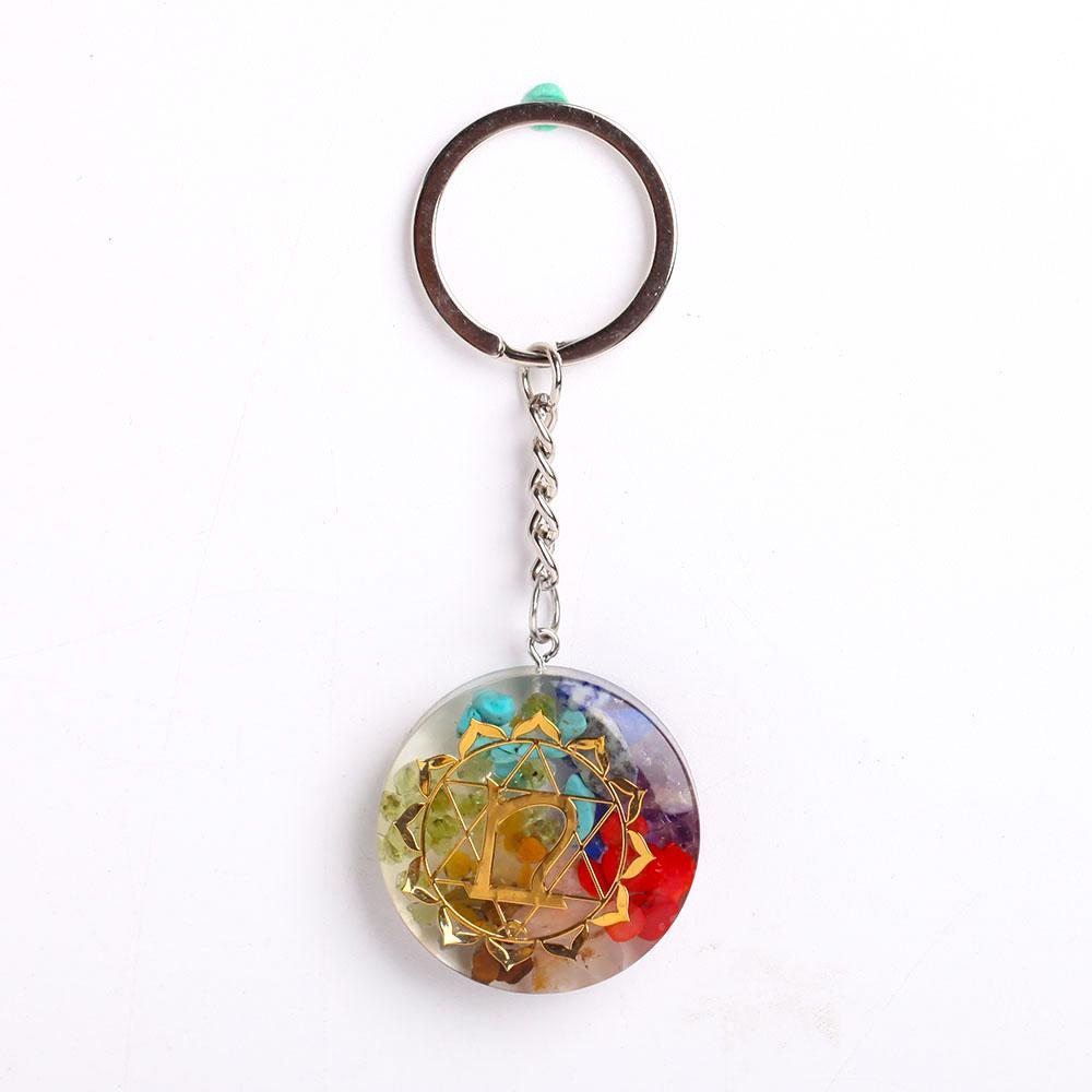 Resin Infused 7 Chakra Crystal Chips Keychain Decor Wholesale Crystals