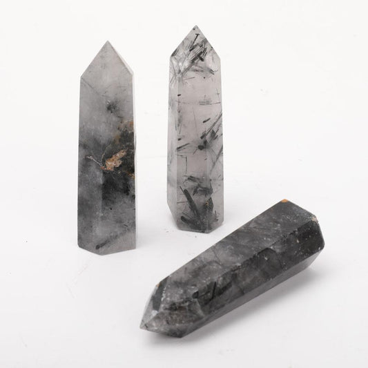 Set of 3 Black Tourmaline Crystal Points Wholesale Crystals