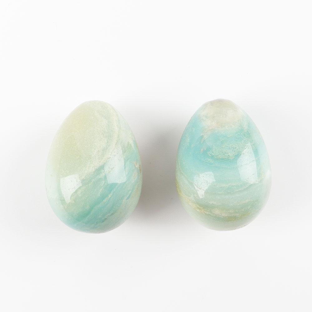 2" Sky Blue Stone Carving Egg Shape Crystal Palm Stone Wholesale Crystals