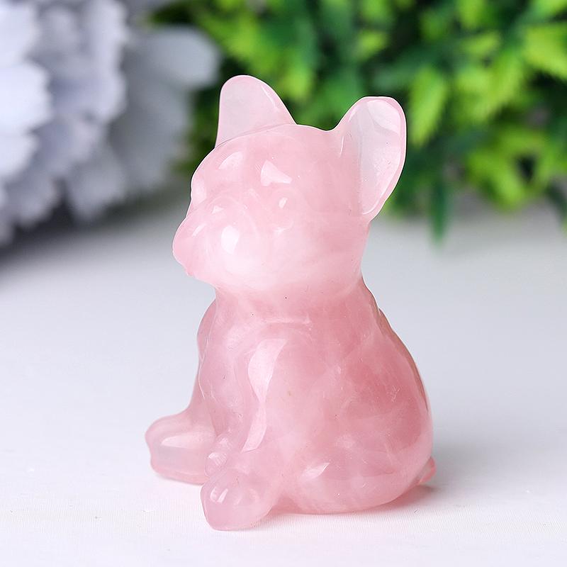 Rose Quartz Dog Crystal Carvings Wholesale Crystals