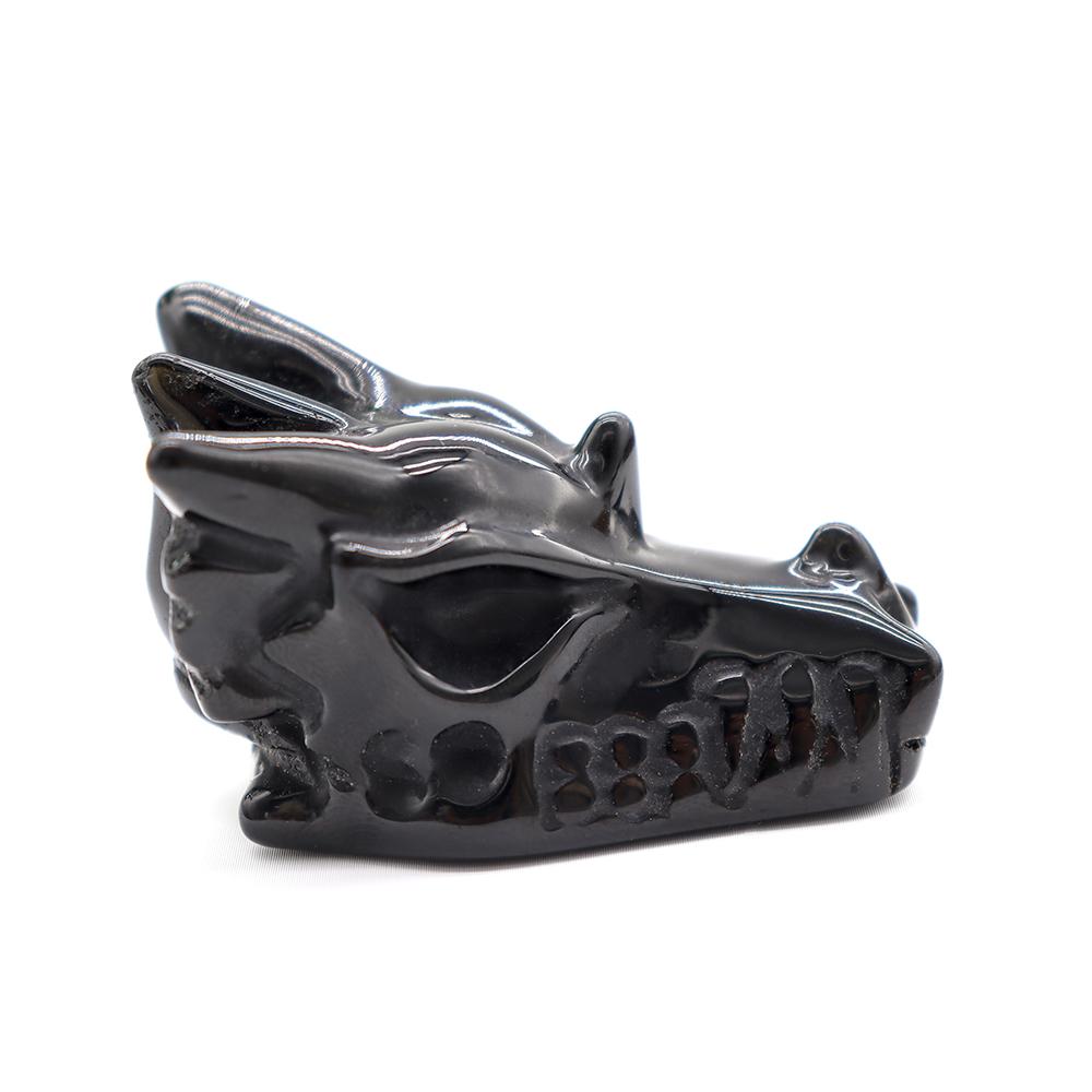 Black Obsdian Dragon Head Carving for Decoration Wholesale Crystals