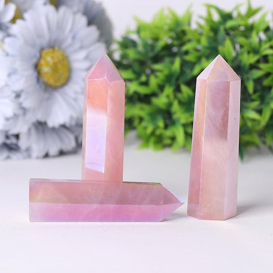 Wholesale Aura Rose Quartz Points for Collection Wholesale Crystals