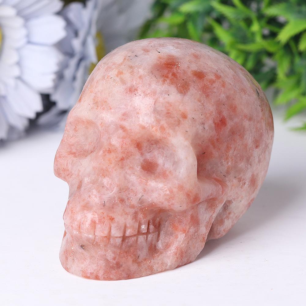 Golden Strawberry Quartz Crystal Skull Carvings Wholesale Crystals