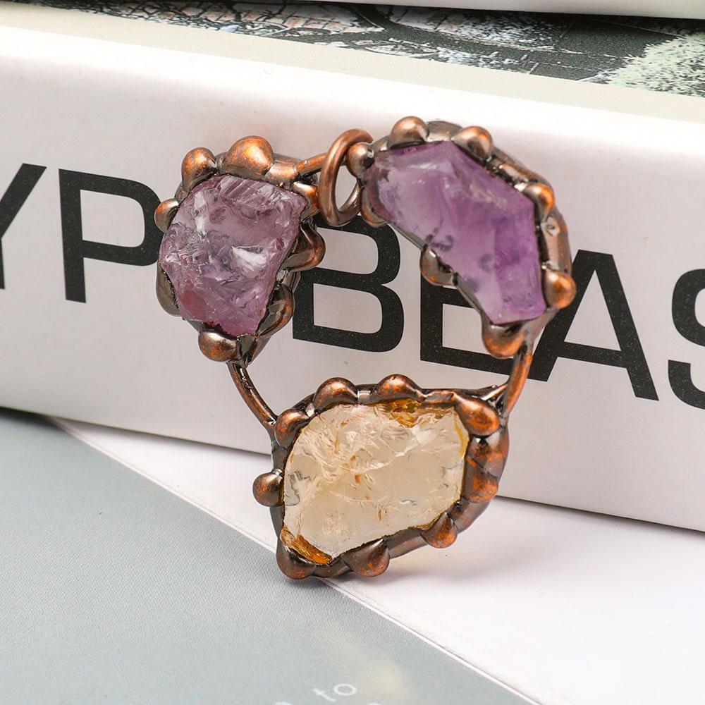 Raw Amethyst Citrine Stone Pendant Wholesale Crystals