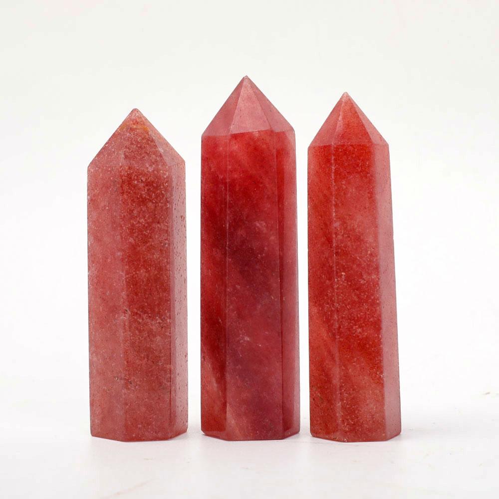 Set of 3 Strawberry Quartz Points Wholesale Crystals