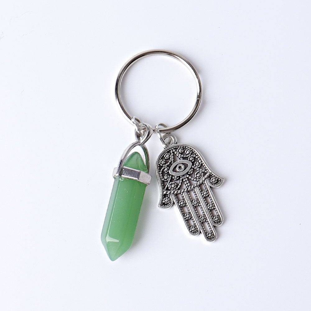 2.5“ Double Terminated Point with Devil's Eye Hand Key Chain for DIY Wholesale Crystals