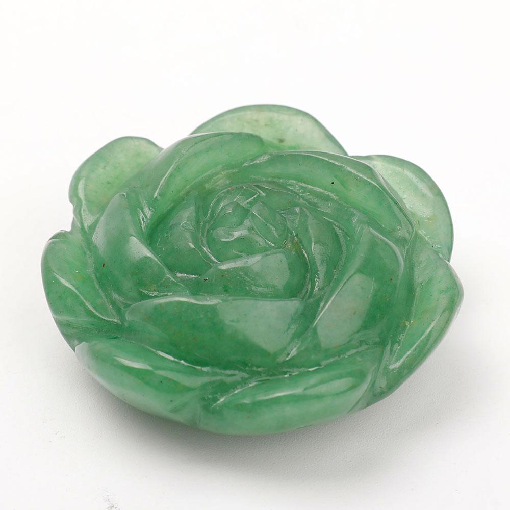 Set of 2 Aventurine Rose Quartz Flower Carvings Wholesale Crystals