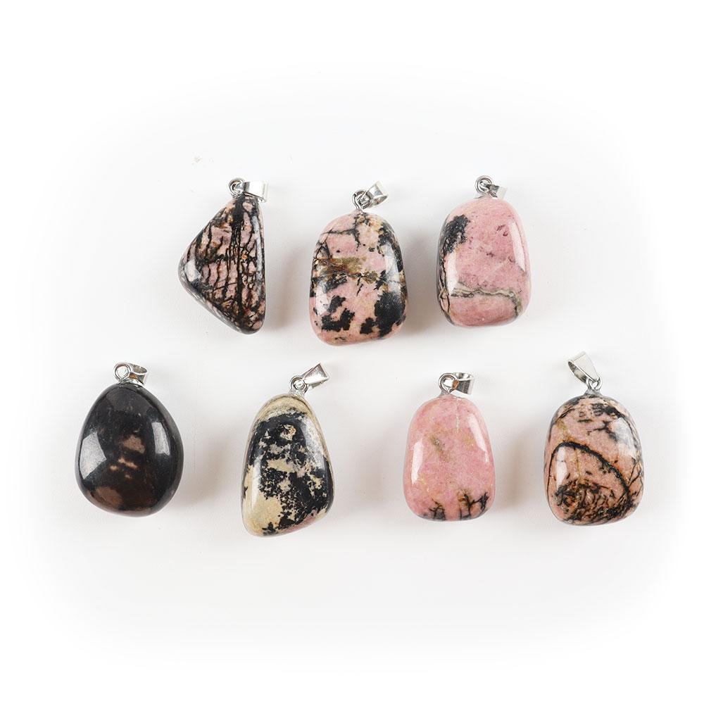 Natural Rhodonite Healing Crystal Polished Stones Irregular Crystal Pendant for Gift Wholesale Crystals