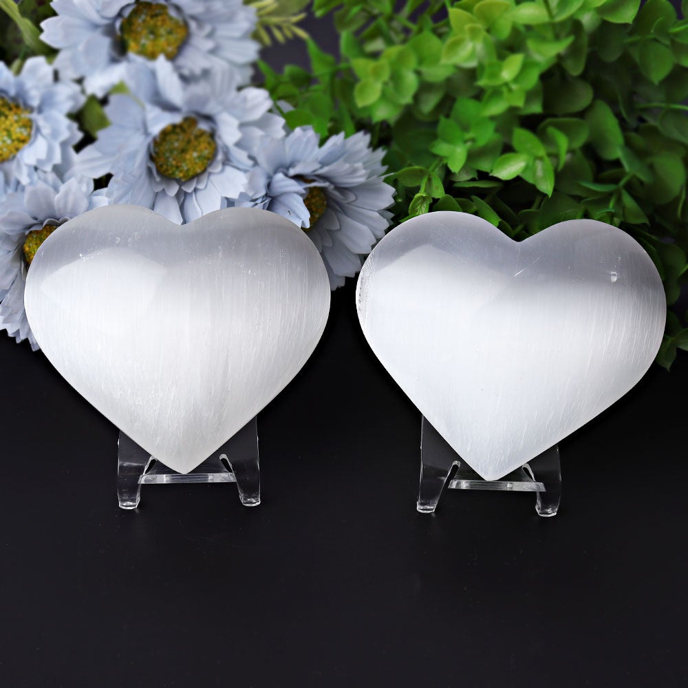 1.7"-2.8" Selenite Heart Crystal Carvings Wholesale Crystals