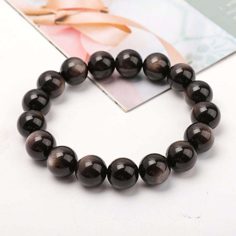 12mm Silver Obsidian Bracelet Wholesale Crystals