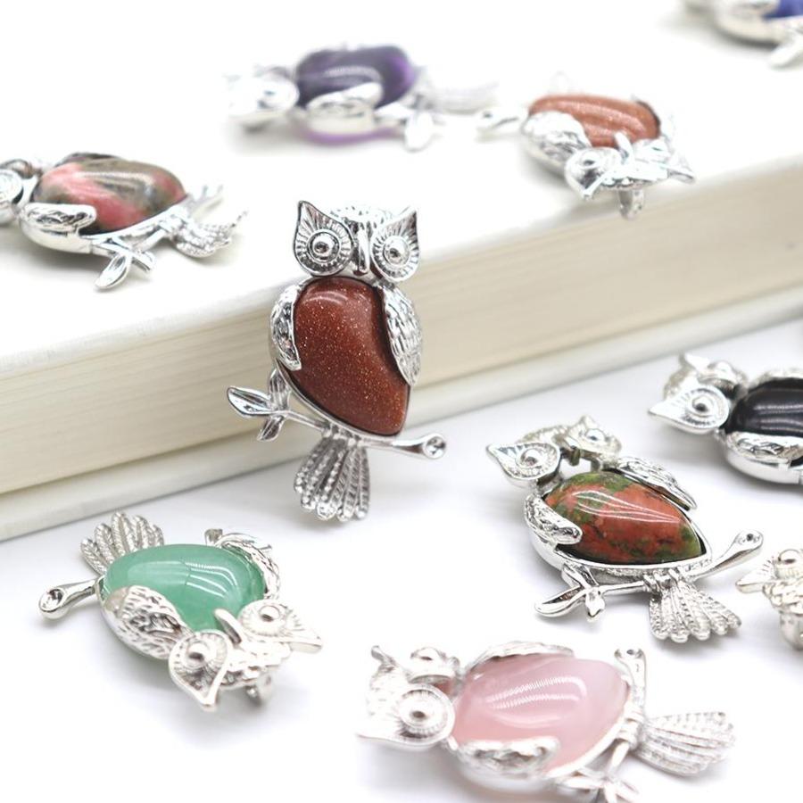 Crystal Stone Owl Pendants Wholesale Crystals