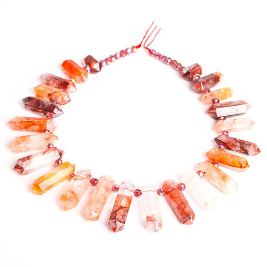 Fire Quartz Crystal Point Chain String for DIY Wholesale Crystals