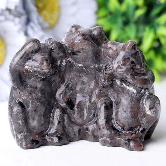 3" Yooperlite Frog See No Evil, Hear No Evil, Speak No Evil, Crystal Carvings Wholesale Crystals