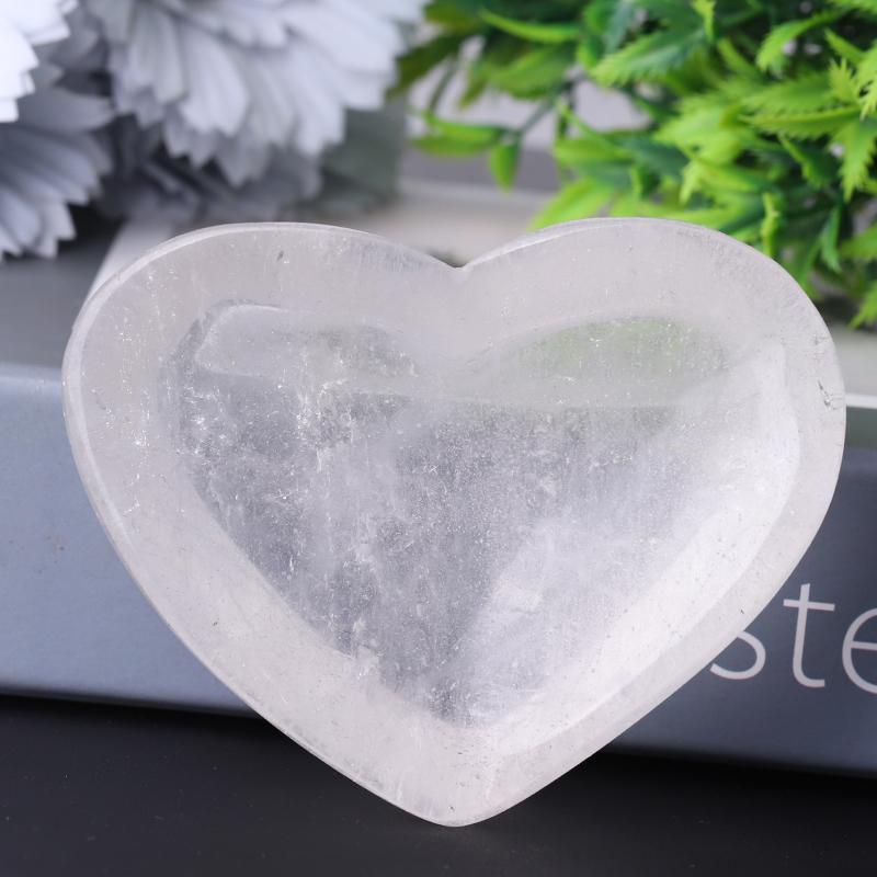 3.5" Clear Quartz Heart Shape Bowl Crystal Carvings Wholesale Crystals