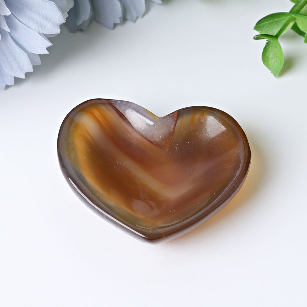 2.1" Agate Heart Shape Bowl Crystal Carvings Wholesale Crystals