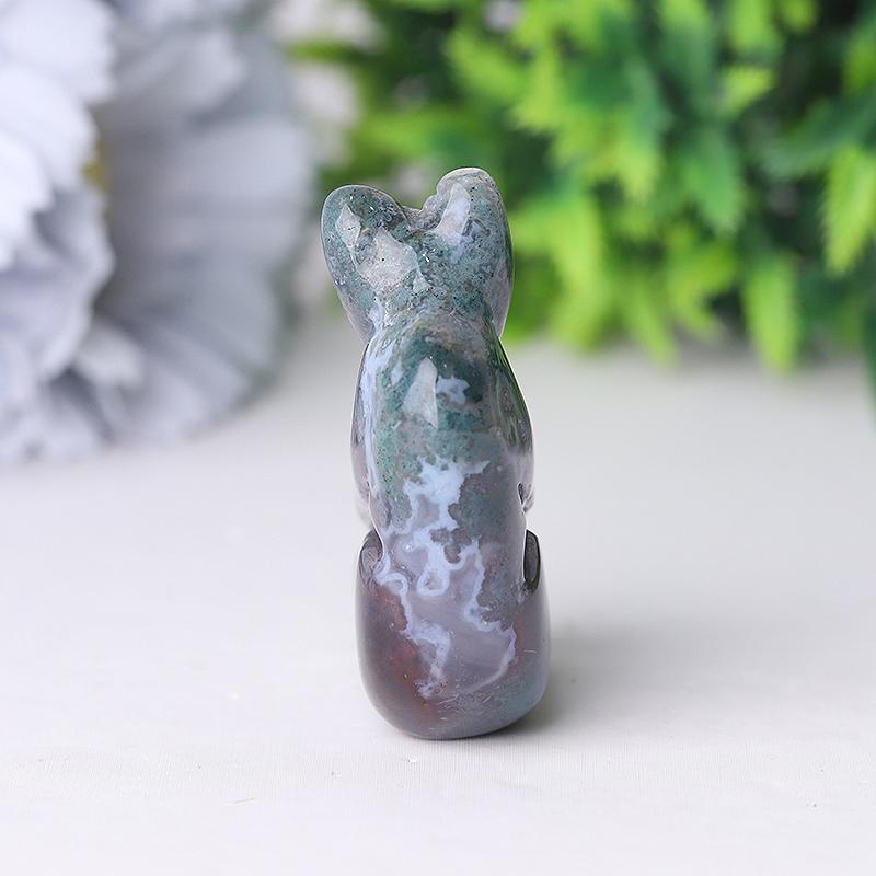 2" Moss Agate Bear Crystal Carving Wholesale Crystals