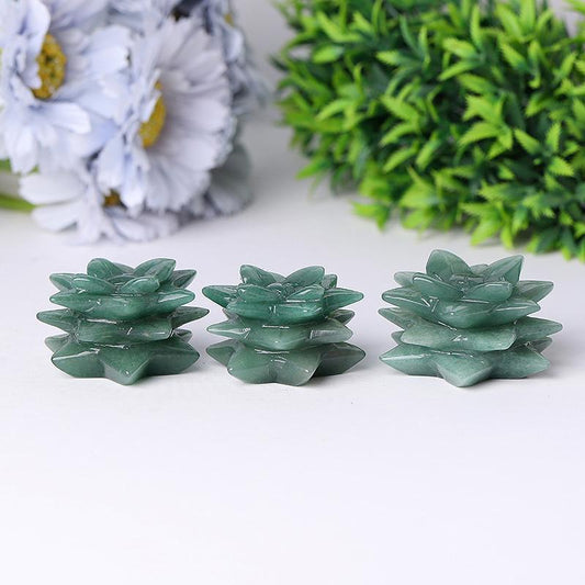 2" Green Aventurine Flower Crystal Carving Wholesale Crystals