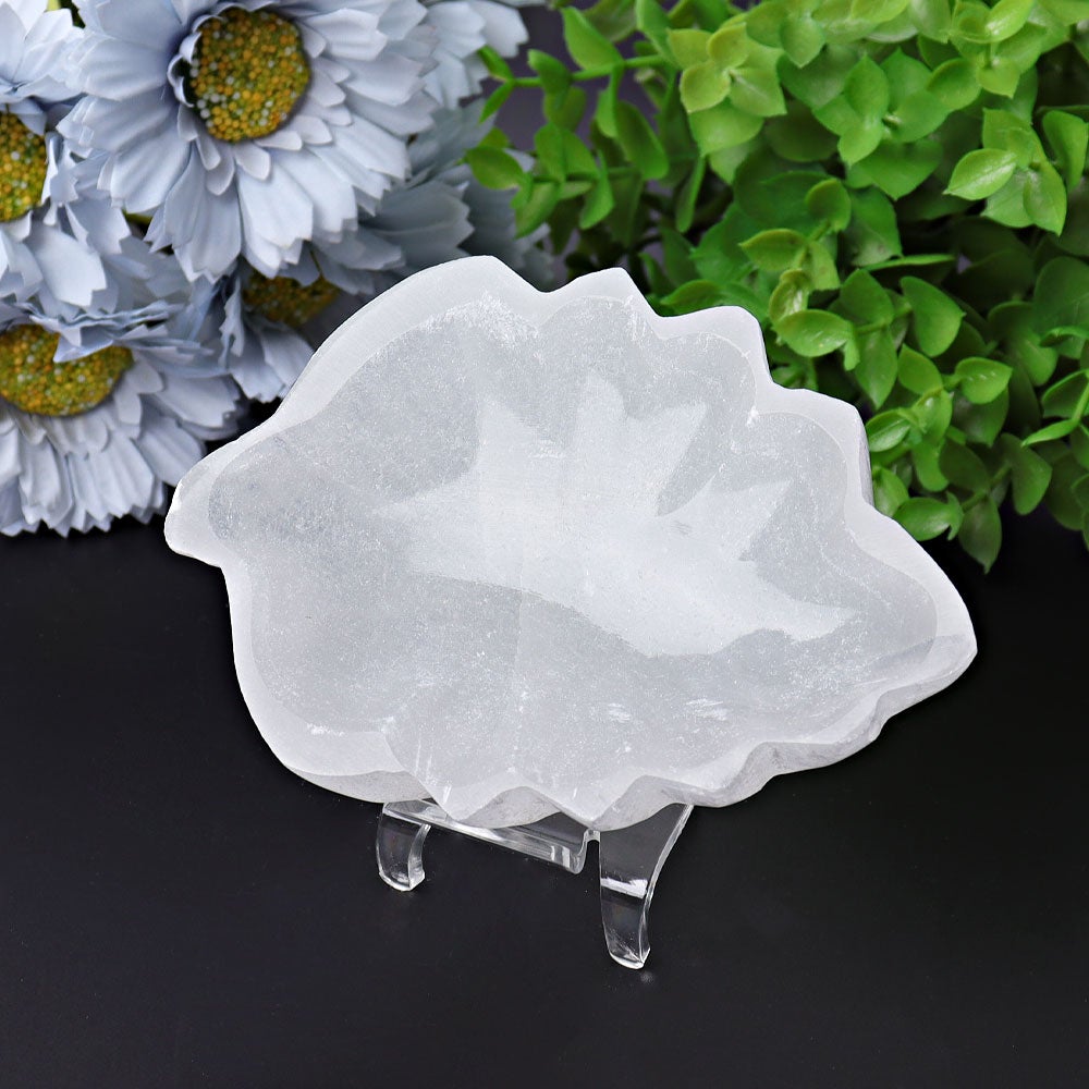 4.8" Selenite Leaf Shape Bowl Crystal Carving Wholesale Crystals