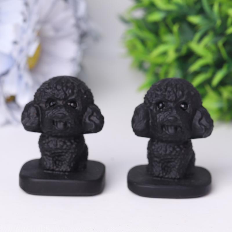 Black Obsidian Teddy Dog Crystal Carvings Wholesale Crystals