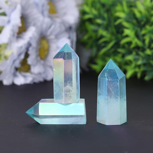 Wholesale Natural Blue Angel Aura Clear Quartz Crystal Points Healing Crystals Wholesale Crystals