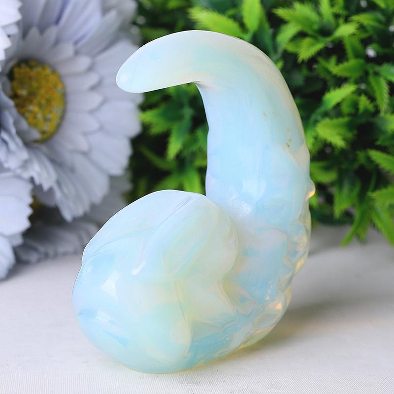 3" Opalite Moon with Rabbit Crystal Carvings Wholesale Crystals