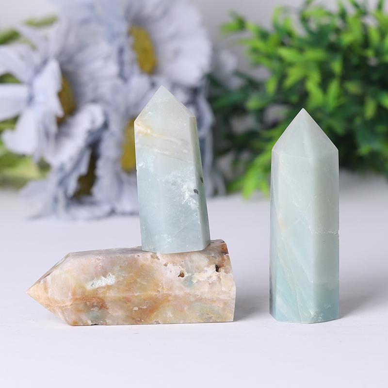 Natural Caribbean Calcite Points Meditation Sky Blue Crystal Point Healing Crystal Towers Wholesale Crystals