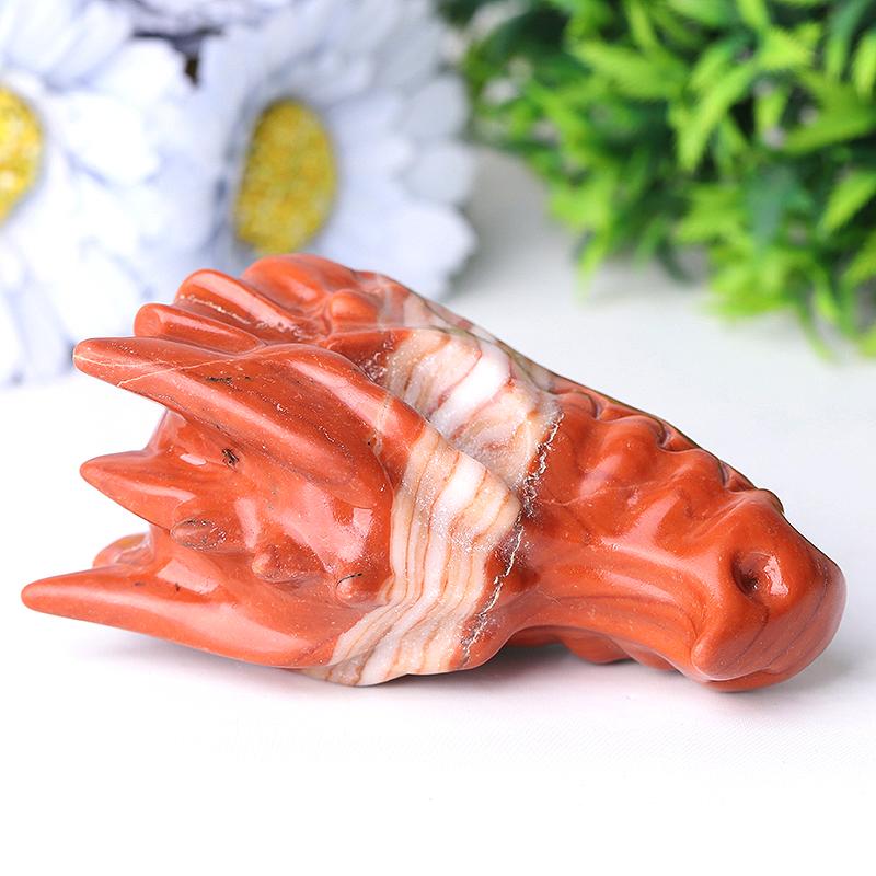 3" Red Jasper Dragon Head Crystal Carvings Wholesale Crystals