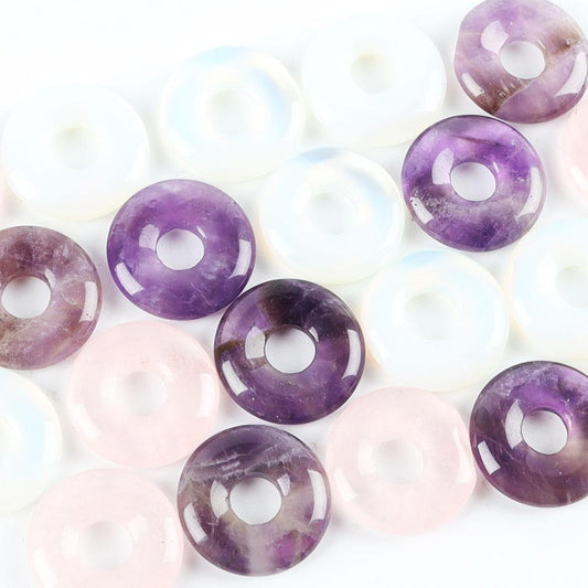 Amethyst Natural Multi Color Circle Crystal Donut Pendant DIY Jewelry Wholesale Crystals