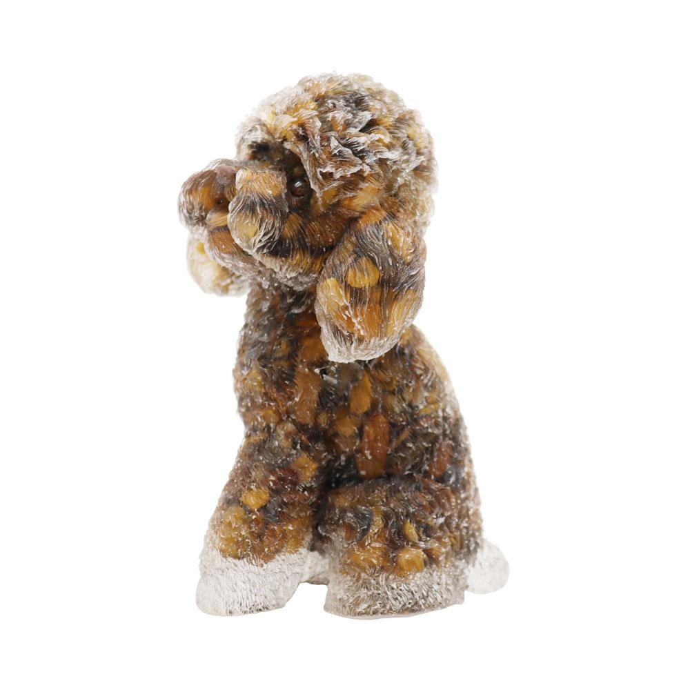 Resin Dog Figurines with Tiger Eye Gravel Toy Poodle for Kids Gifts Wholesale Crystals