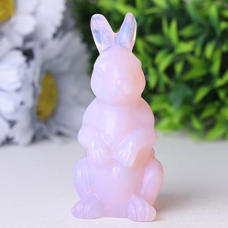 3.3" Pink Opalite Rabbit Crystal Carvings Wholesale Crystals
