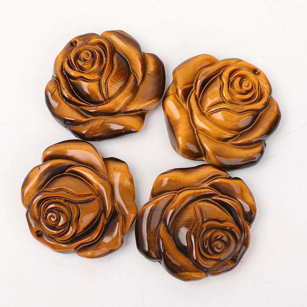 Tiger Eye Rose Flower Carvings Wholesale Crystals