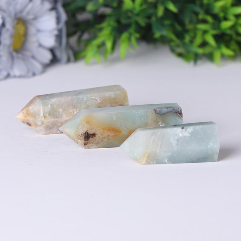 Natural Caribbean Calcite Points Meditation Sky Blue Crystal Point Healing Crystal Towers Wholesale Crystals