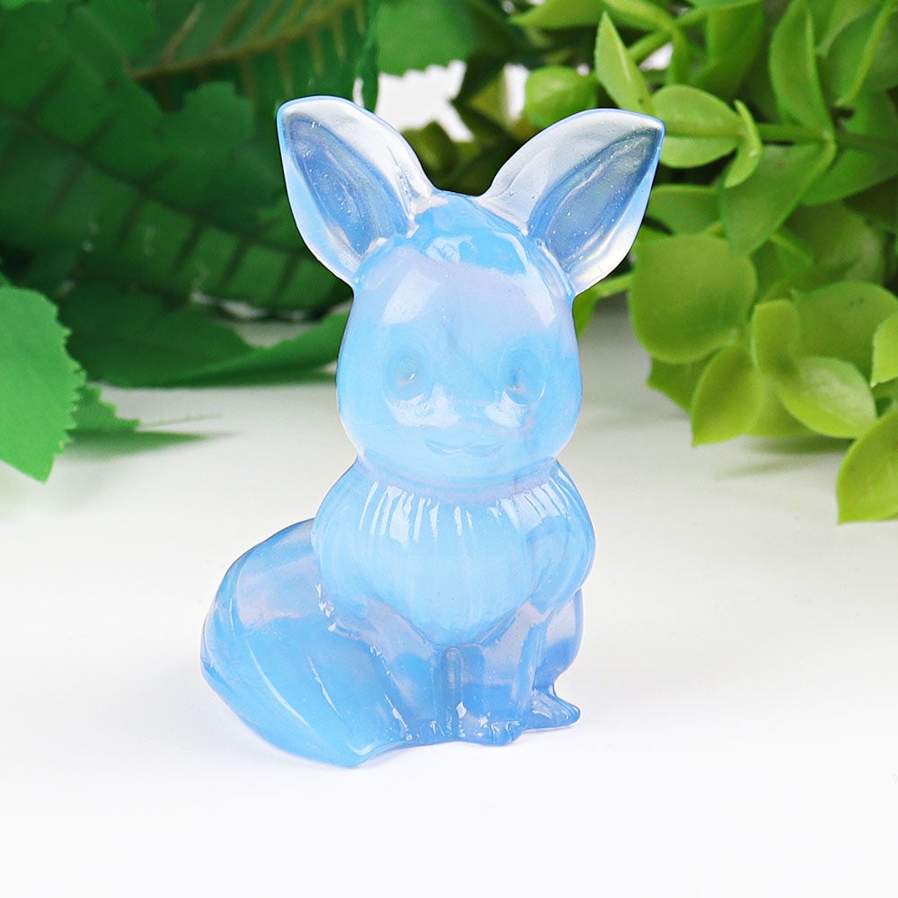 1.95" Blue Opalite Pokemon Evee Crystal Carvings Wholesale Crystals