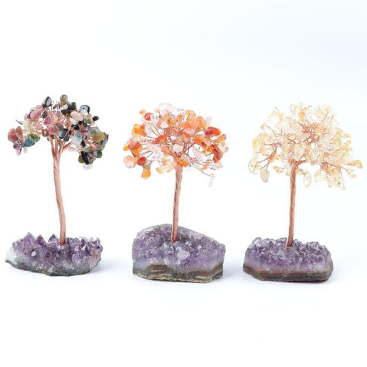 Crystal Chips Tree with Amethyst Cluster Base Wholesale Crystals