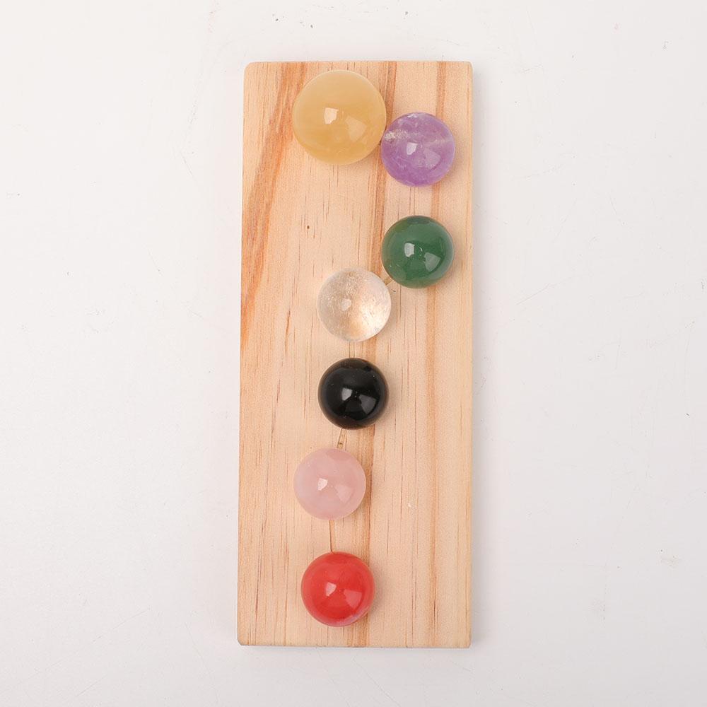 Chakra Spheres with Wooden Stand Wholesale Crystals