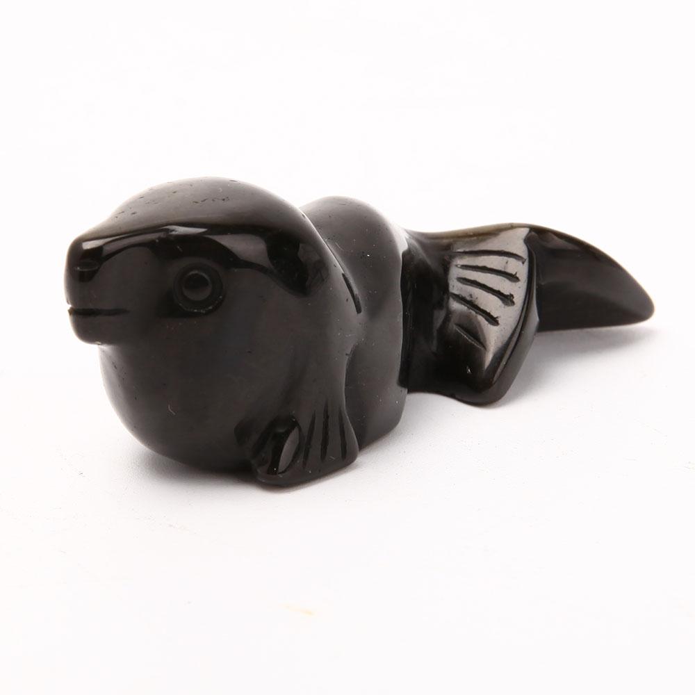 Silver Obsidian Sea Lion Carving Wholesale Crystals