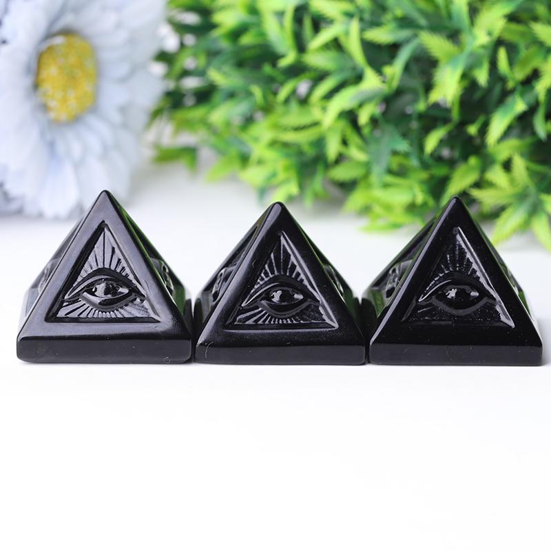 1.6" Black Obsidian Pyramid Crystal Carvings Wholesale Crystals