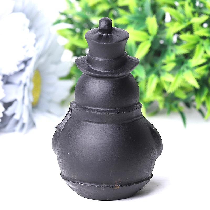 3.7" Black Obsidian Snowman Crystal Carvings Wholesale Crystals