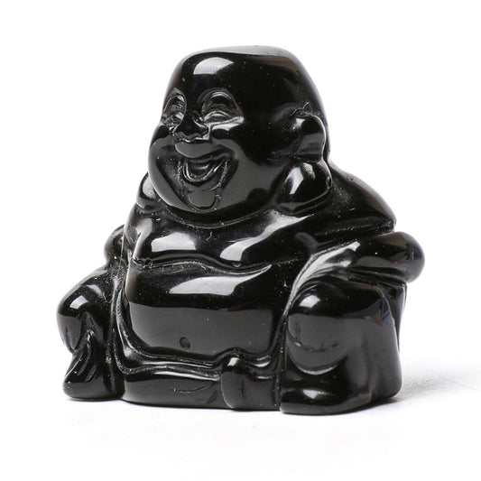 1.5" Black Obsidian Buddha Crystal Carvings Wholesale Crystals