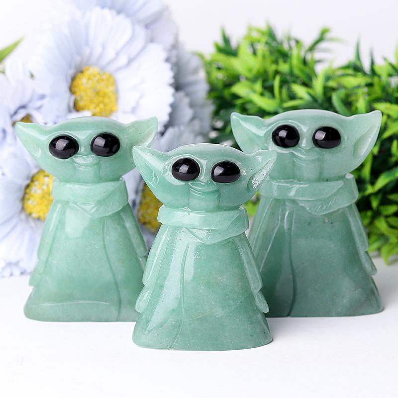 3" Green Aventurine Baby Yoda Master Crystal Carvings Wholesale Crystals