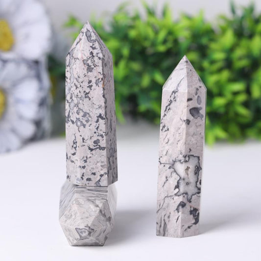 Wholesale Natural Picasso Jasper Point Crystal Tower Healing Stone for Feng Shui Decoration Wholesale Crystals