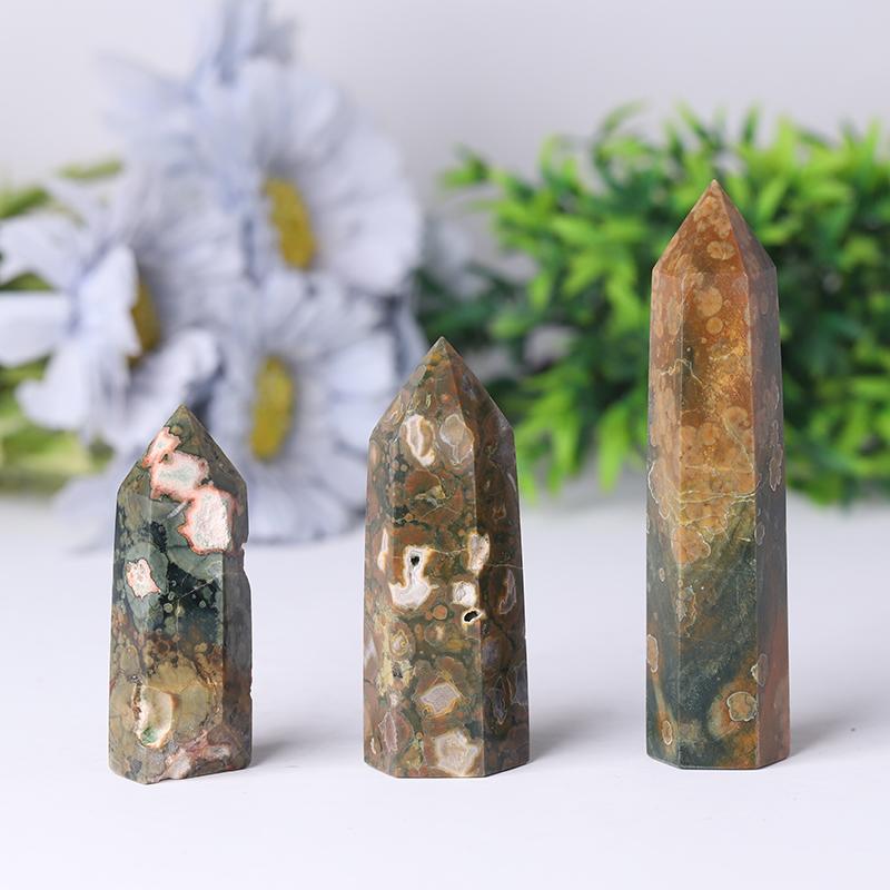 Hotsale Natural Rainforest Jasper Point Healing Crystal Tower Wholesale Crystals